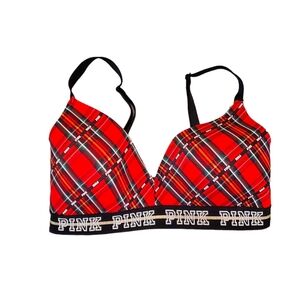 Pink Victoria's‎ Secret Red Plaid Soft Molded Cup Bra 36D